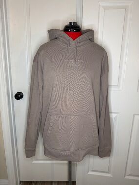 Abercrombie & Fitch Embroidered Center Logo Hoodie Mens L Dark Beige / Tan